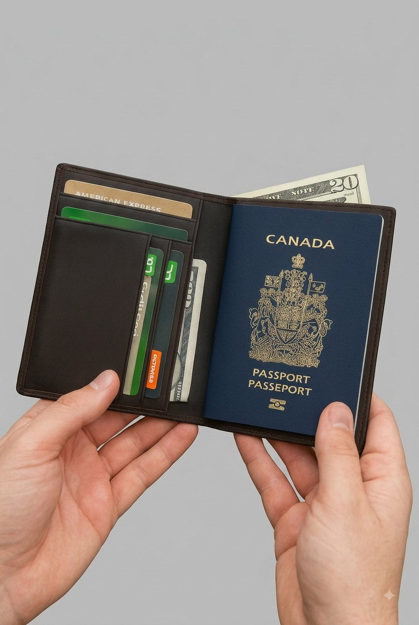 RFID Secure Passport Bifold Holder Case SD 017 (Coffee) – view 9