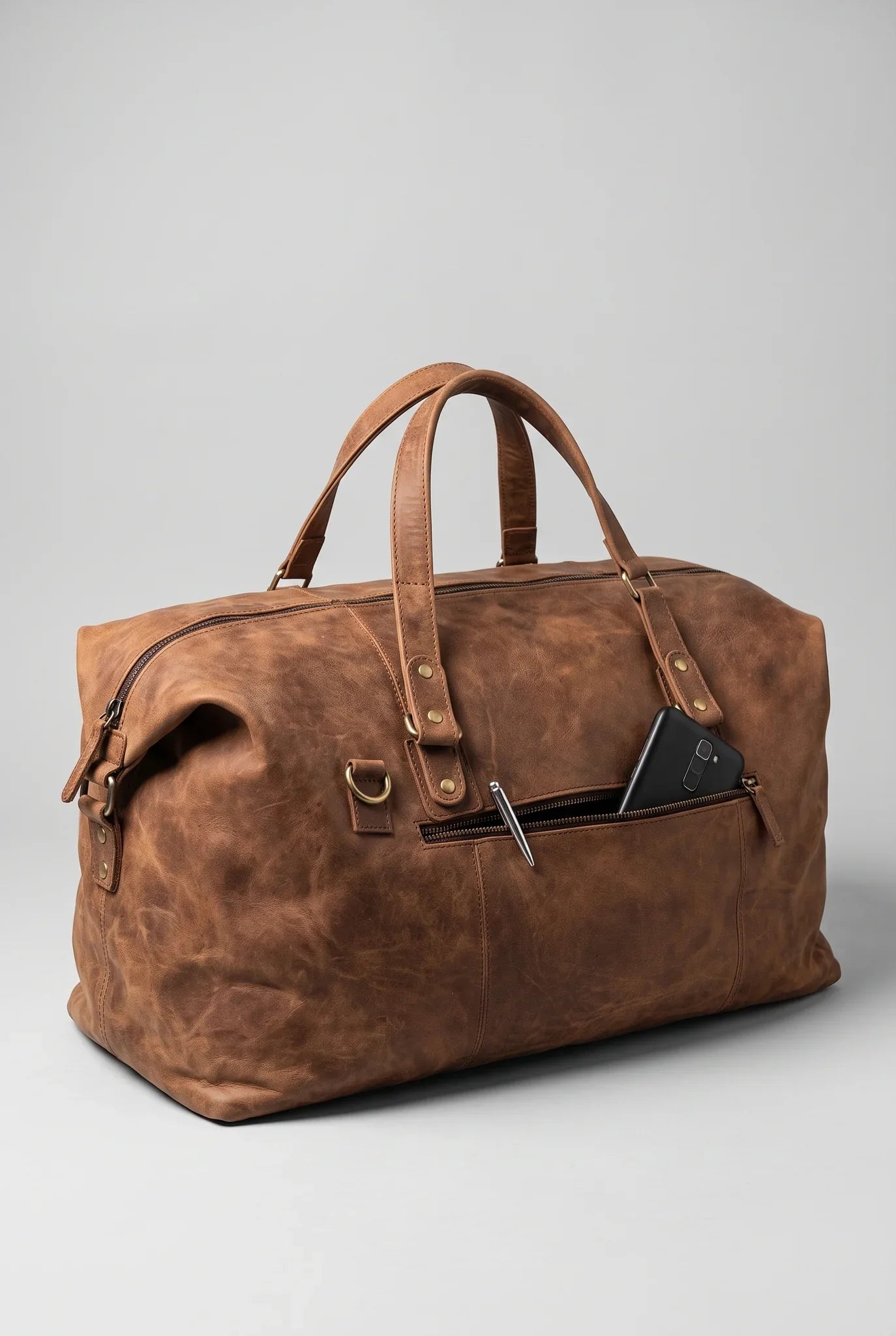 Roamer Leather Duffel Bag (Cognac)