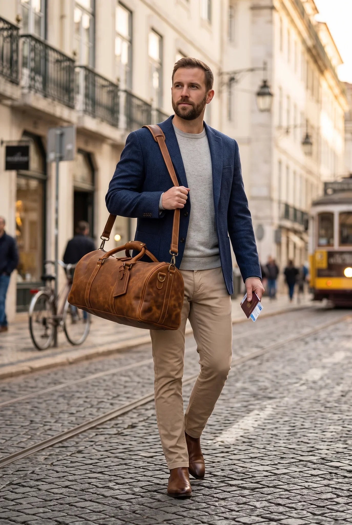 Roamer Leather Duffel Bag (Cognac)