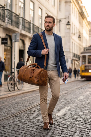 Roamer Leather Duffel Bag (Cognac)