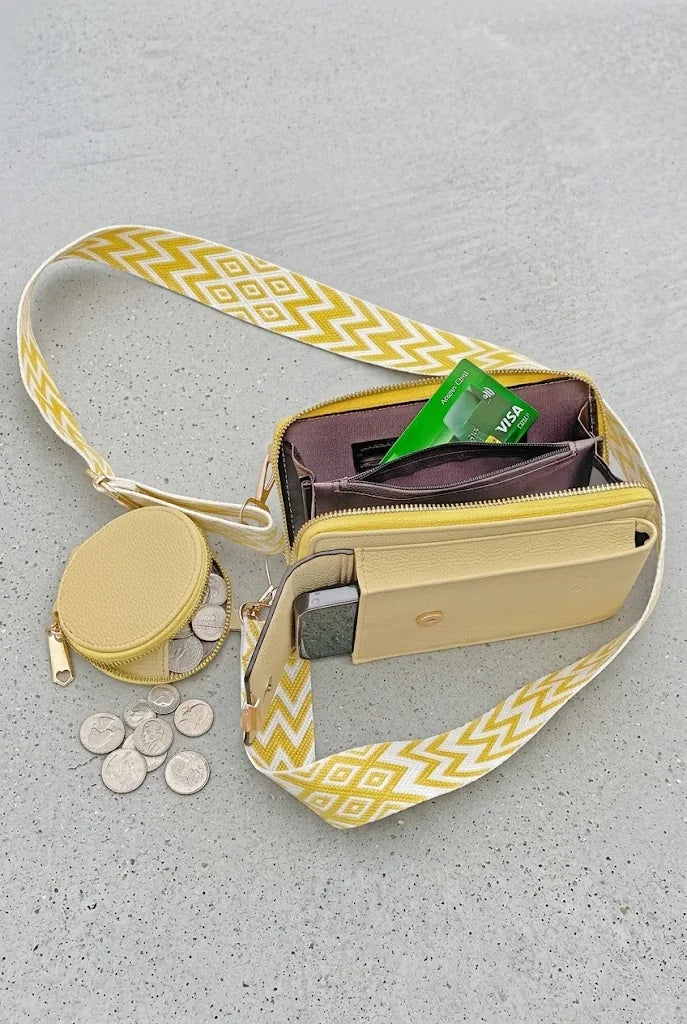 Vegan Crossbody Bag Guitar Strap SD 074 - grey