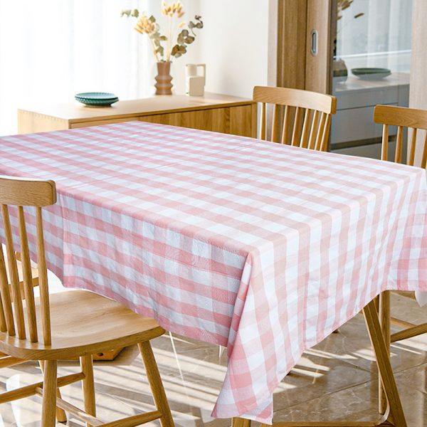 60*84 Inch Checkered Table Cloth Rectangular for Outdoor (Pink/White)