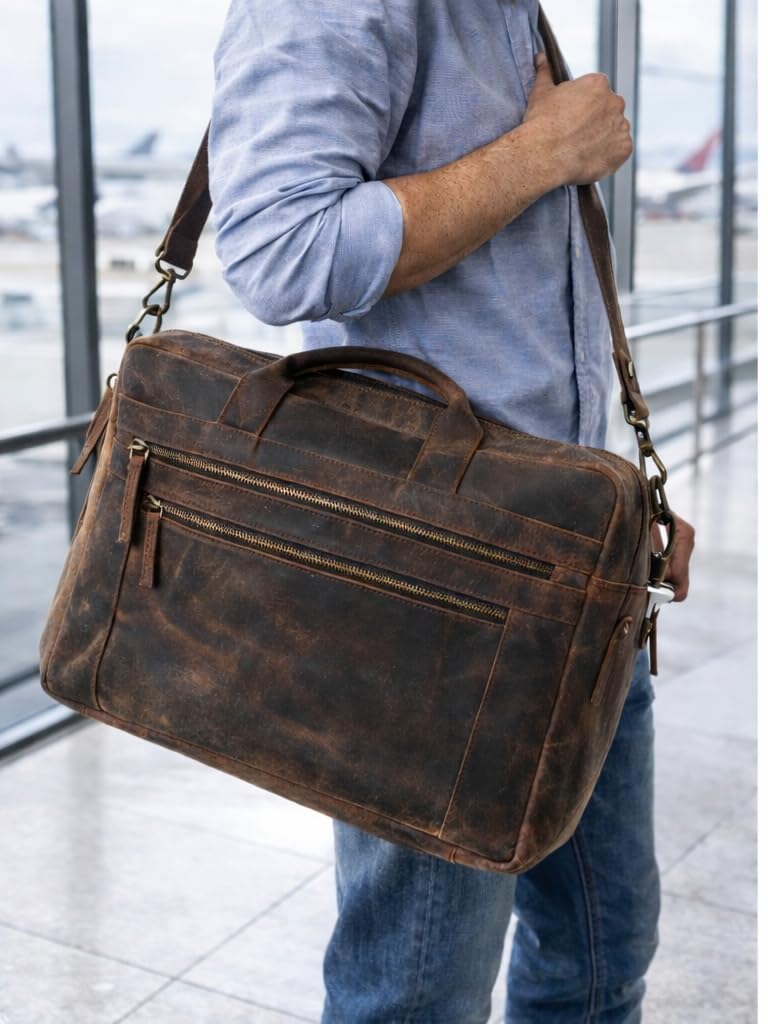 Buffalo Leather Pilot Bag AZ 052 16.25”*11.75”*3” Inches (L*H*B) Buffalo Leather Pilot Bag AZ 052 16.25”*11.75”*3” Inches (L*H*B)