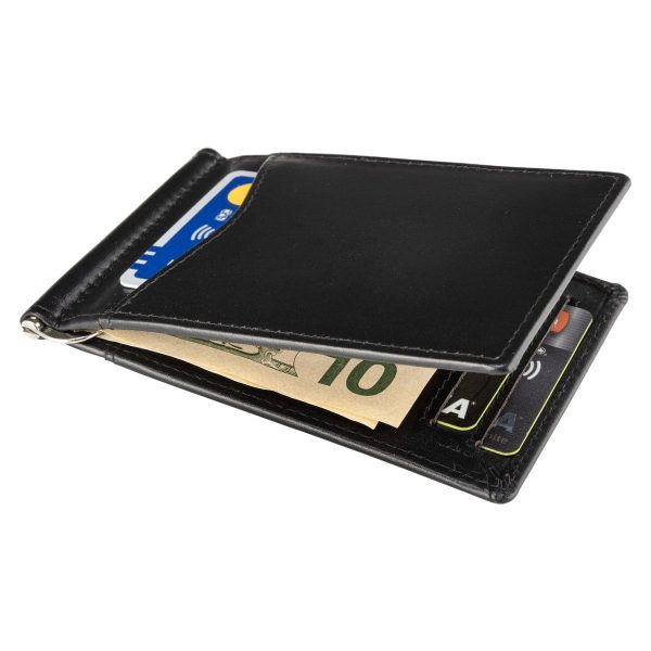 Real Leather Slim Minimalist Wallet RFID Blocking Front Pocket Wallet with Money Clip