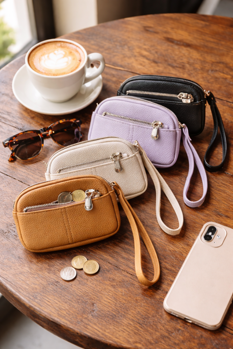 Womens Small Coin pouch Ladies Wristlet with Card Holder