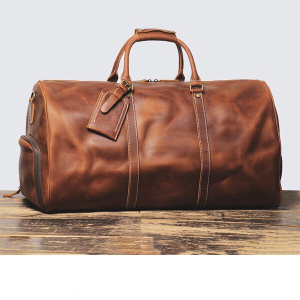 Genuine Leather Bag with shoe pouch, Weekender Overnight Bag Tote
