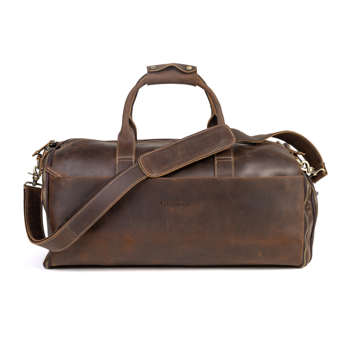 Leather Top Grain Duffel Bag for Men and Women Travel Bag MK 083 (Vintage)