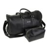 Leather Top Grain Duffel Bag for Men and Women Travel Bag MK 083 (Black)