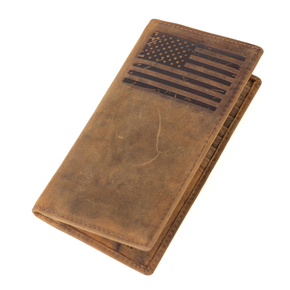 Men’s checkbook Rodeo Long Wallet (FLAG) SD 033, Size :  3.6” W * 7.1” H Inches