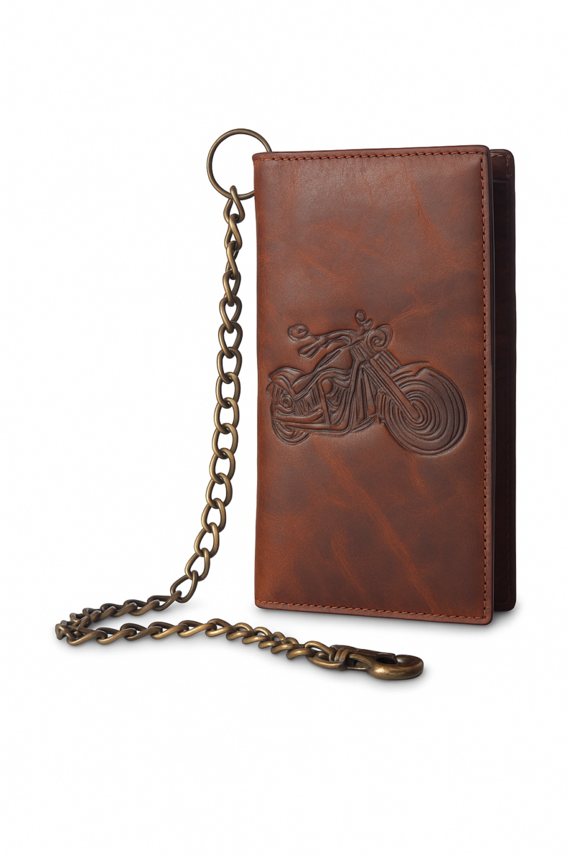 Flag Long Wallet Biker- Vintage Leather, RFID Blocking