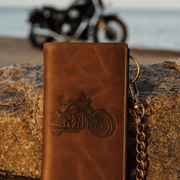 Flag Long Wallet Biker- Vintage Leather, RFID Blocking Flag Long Wallet Biker- Vintage Leather, RFID Blocking