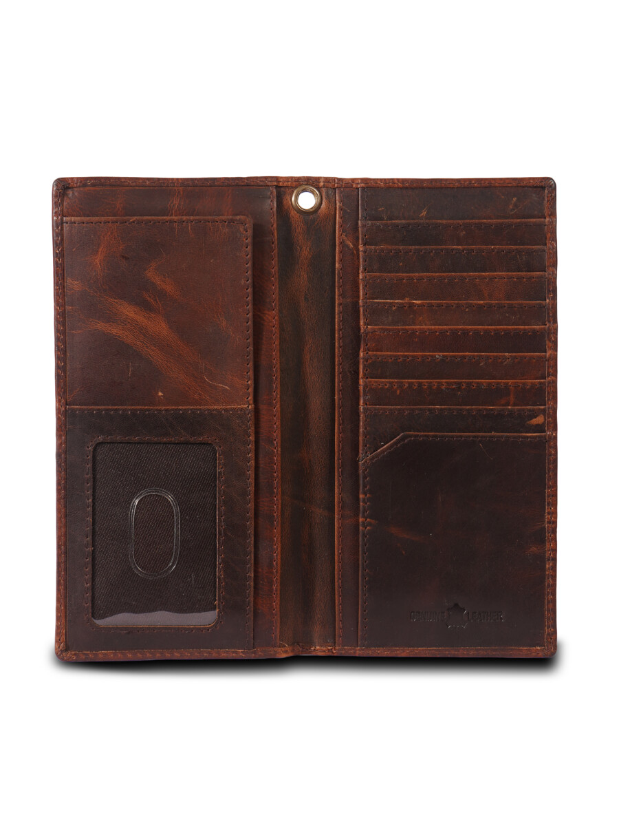 Flag Long Wallet Biker- Vintage Leather, RFID Blocking