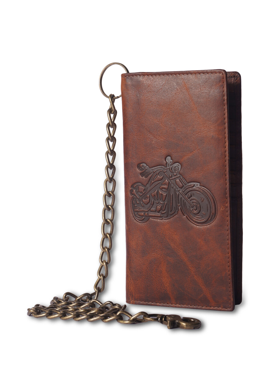 Flag Long Wallet Biker- Vintage Leather, RFID Blocking