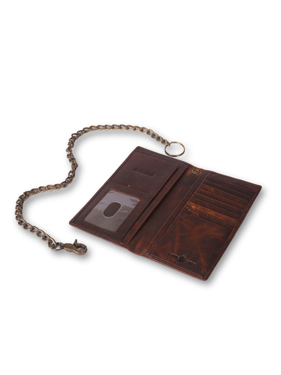 Flag Long Wallet Biker- Vintage Leather, RFID Blocking