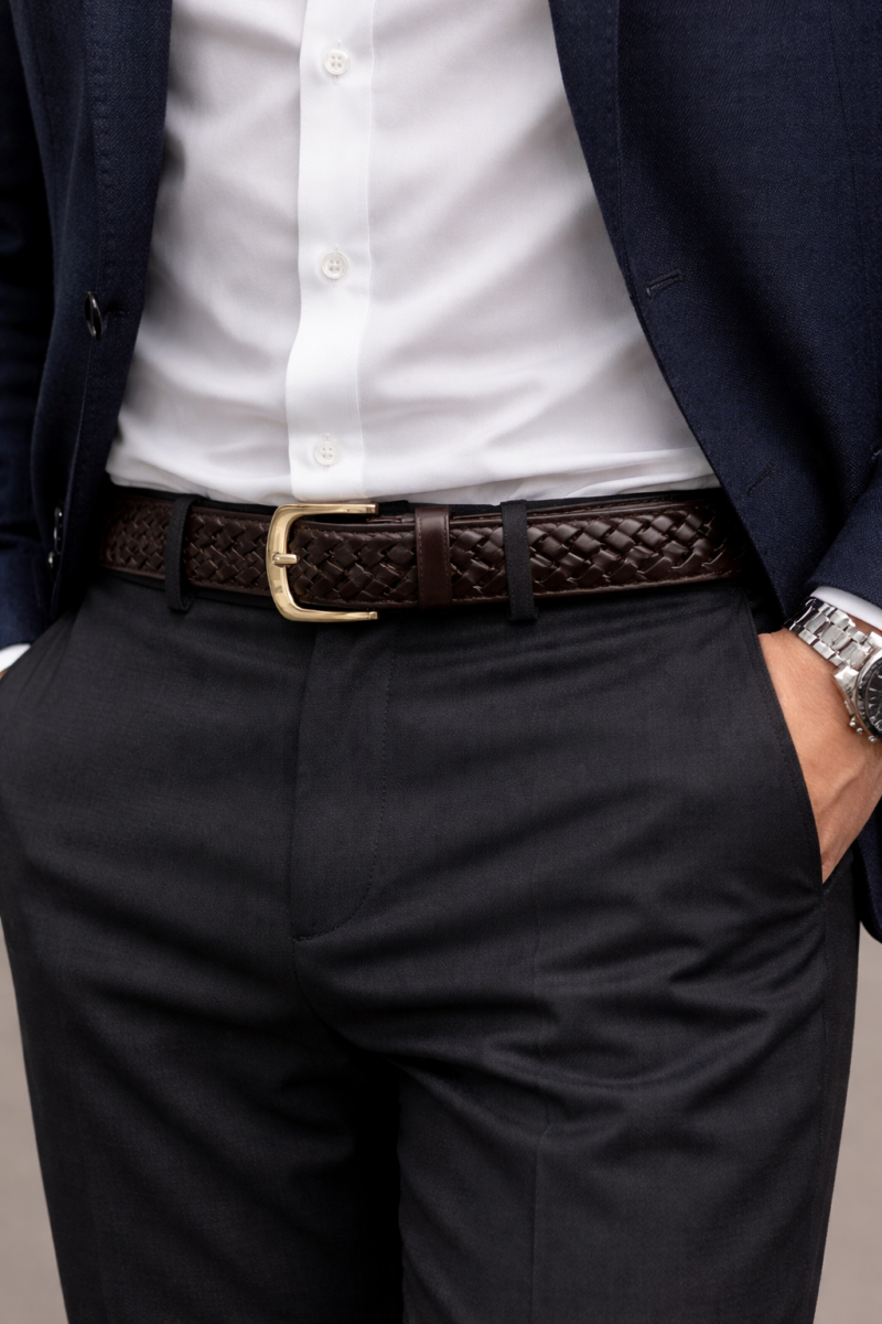 Braided Leather Belt for Men Casual Jeans, Golf, Men's Woven Alloy Buckle Gifts for Men